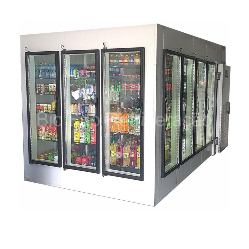 Walkin Cooler com 7 portas de vidro