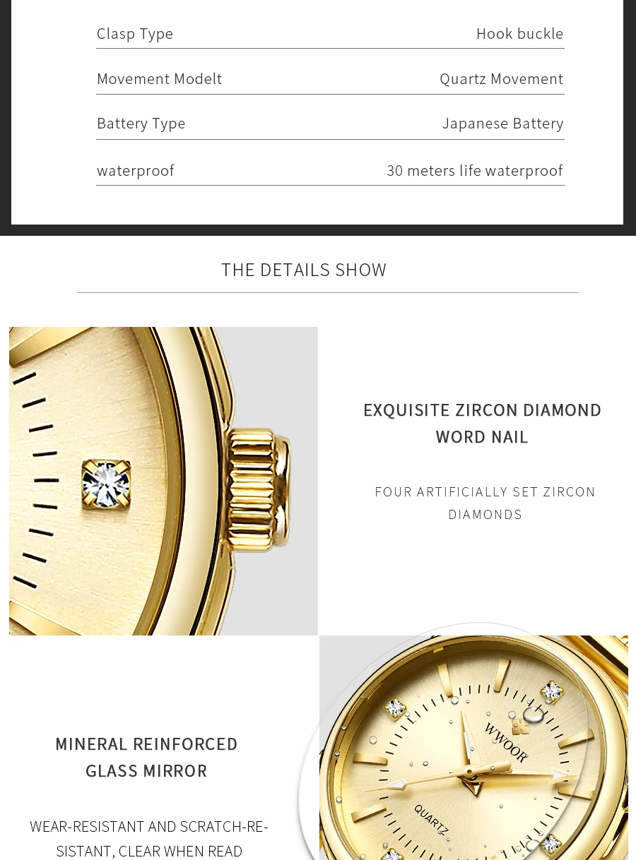 Relógio de pulso feminino casual WWOOR 2025 - Image 15