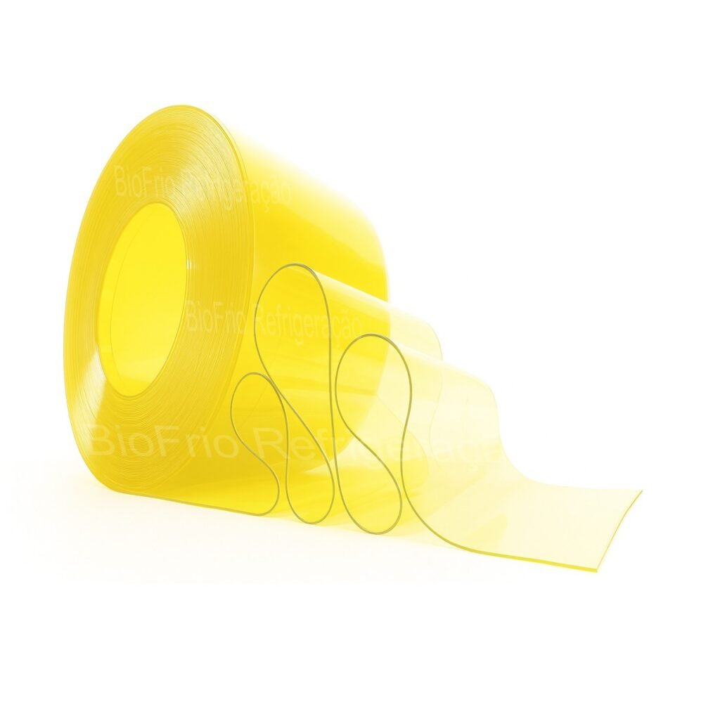 Bobina de PVC para Cortina na cor Amarelo transparente