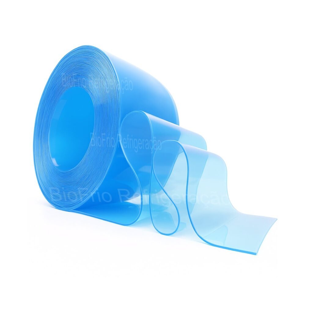 Bobina de PVC para Cortina na cor Azul transparente