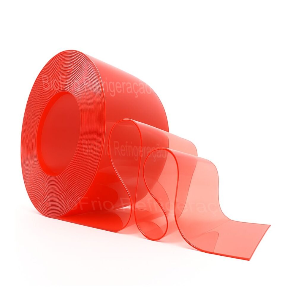 Bobina de PVC para Cortina na cor Vermelho transparente