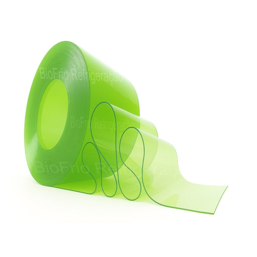 Bobina de PVC para Cortina na cor Verde transparente